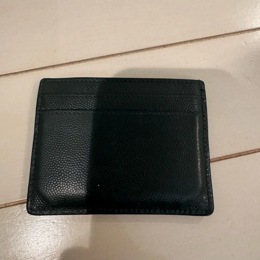 Saint Laurent Dark Green Key Card Holder Minimalist Design